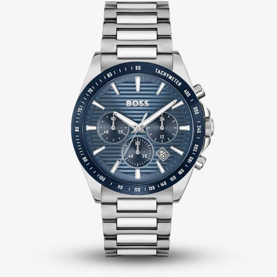 BOSS Mens Strike Chronograph Blue Lined Dial Bracelet 1514240