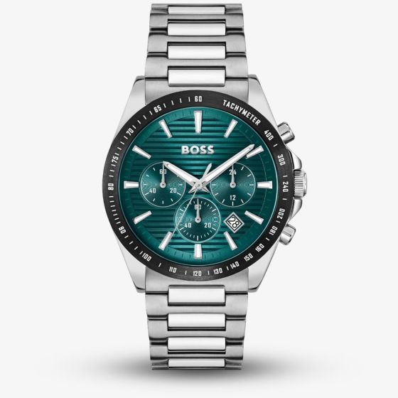 BOSS Mens Strike Chronograph Green Lined Dial Bracelet Watch Stainless Steel by BOSS