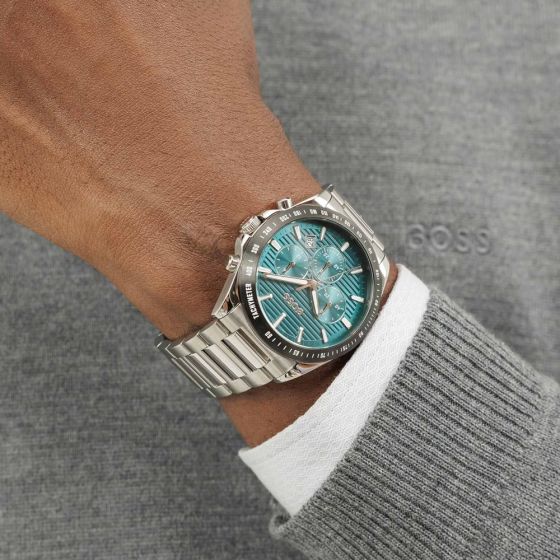 BOSS Mens Strike Chronograph Green Lined Dial Bracelet Watch Stainless Steel by BOSS