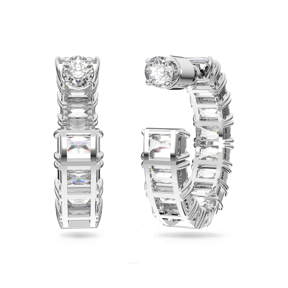 Swarovski Millenia Octagon Cut Hoop Earrings Rhodium Plated — view 4