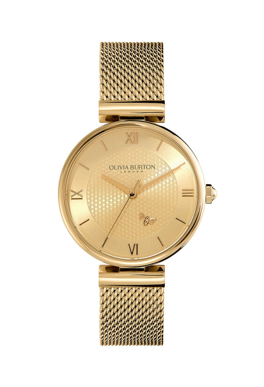 Olivia Burton Minima Bee Mesh Bracelet Watch Gold Plated *