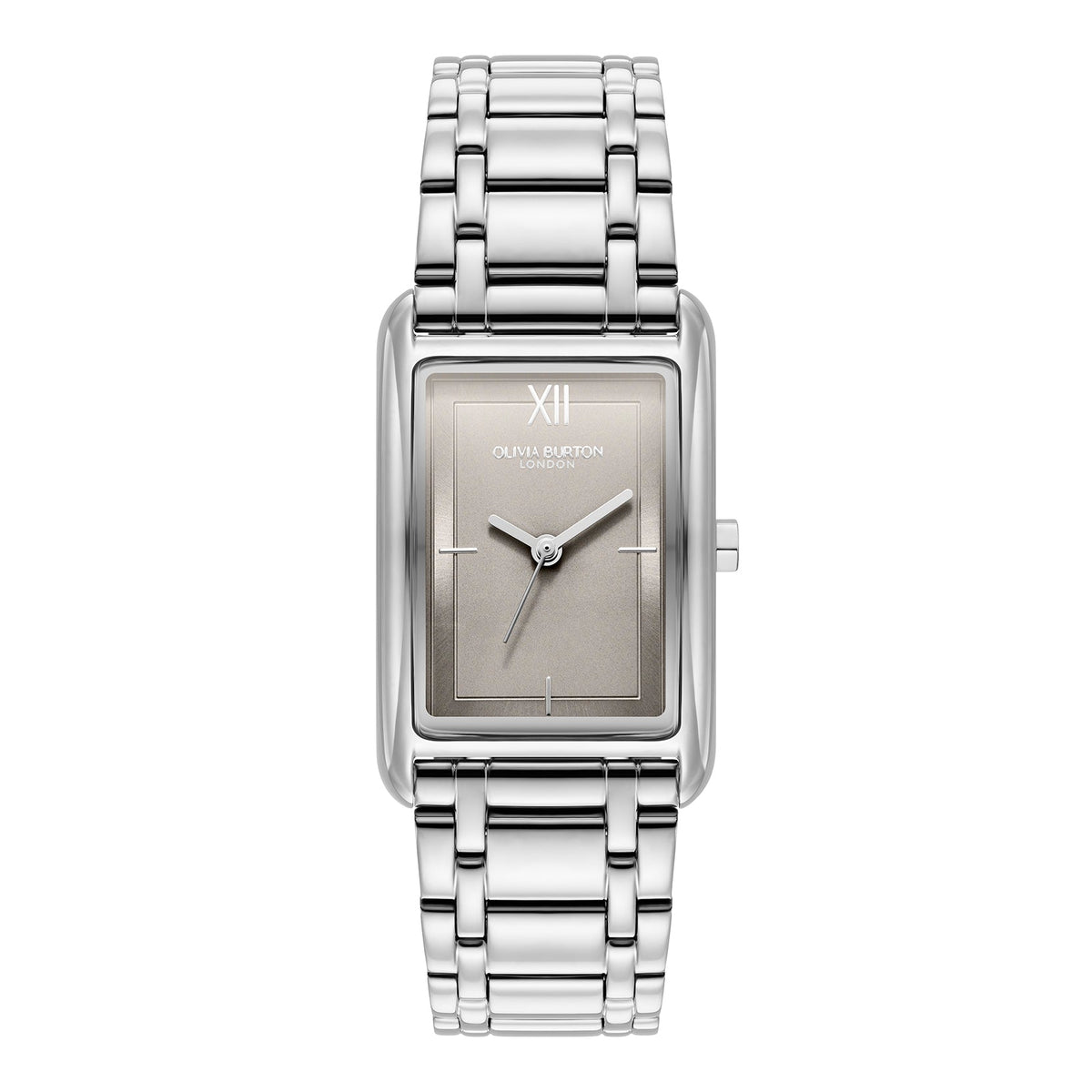 Olivia Burton Grove grey tank dial bracelet watch, a grey stainless steel bracelet watch from Olivia Burton, available at OD’s Jewellers in St Helens