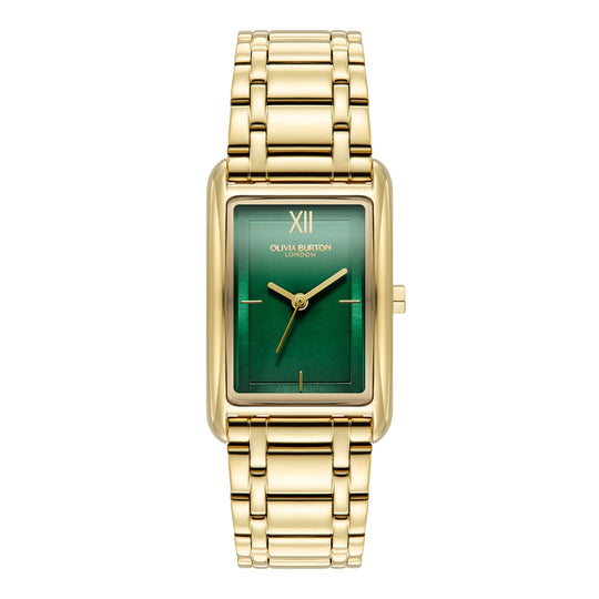 Olivia Burton Ladies Classics Grove Green Tank Dial Bracelet Watch 24000195