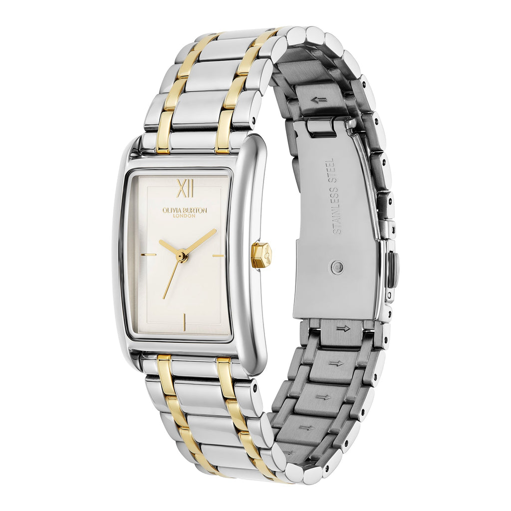Olivia Burton Ladies Classics Grove White Tank Dial Bracelet Watch Stainless Steel & Gold Plated by Olivia Burton