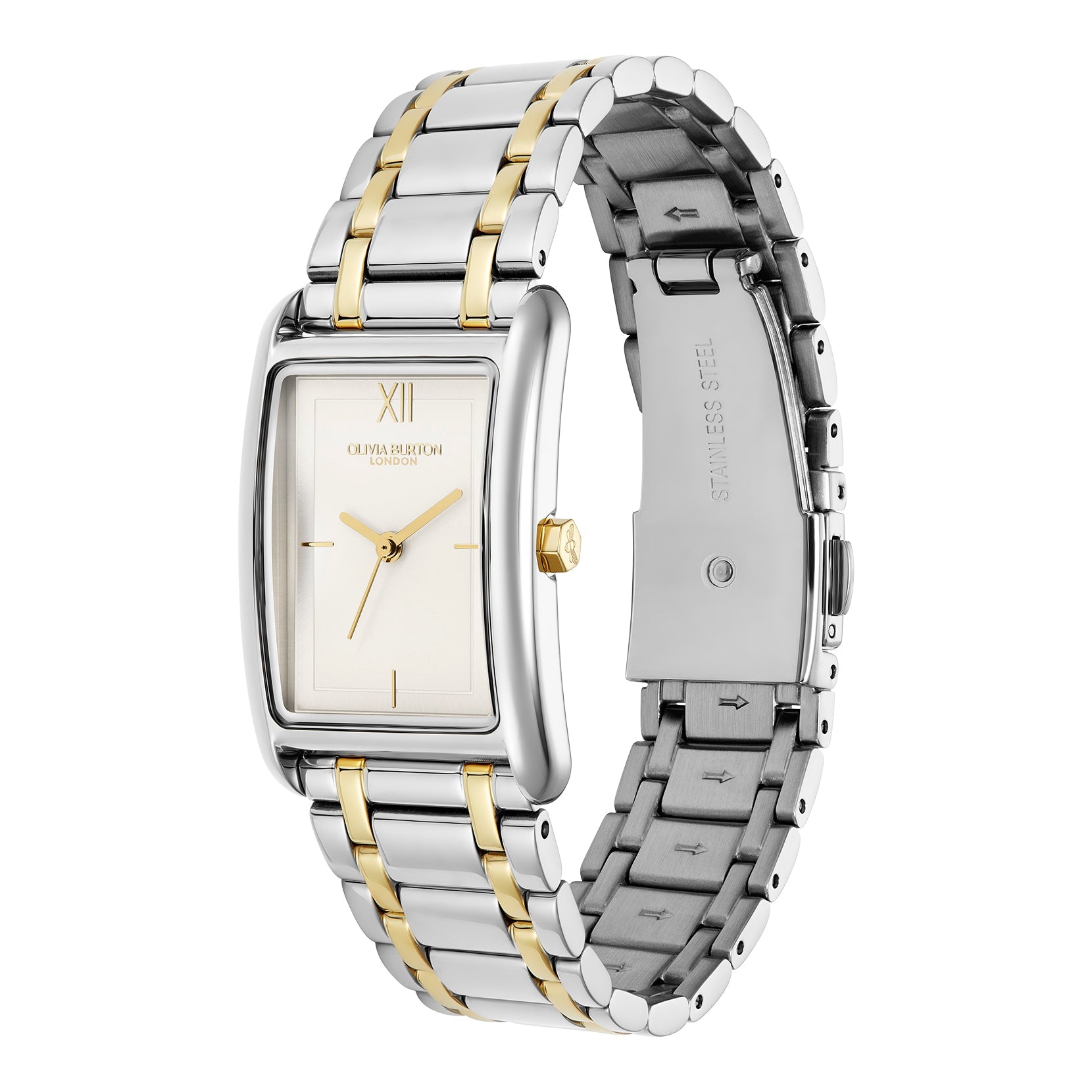 Olivia Burton Ladies Classics Grove White Tank Dial Bracelet Watch Stainless Steel & Gold Plated by Olivia Burton