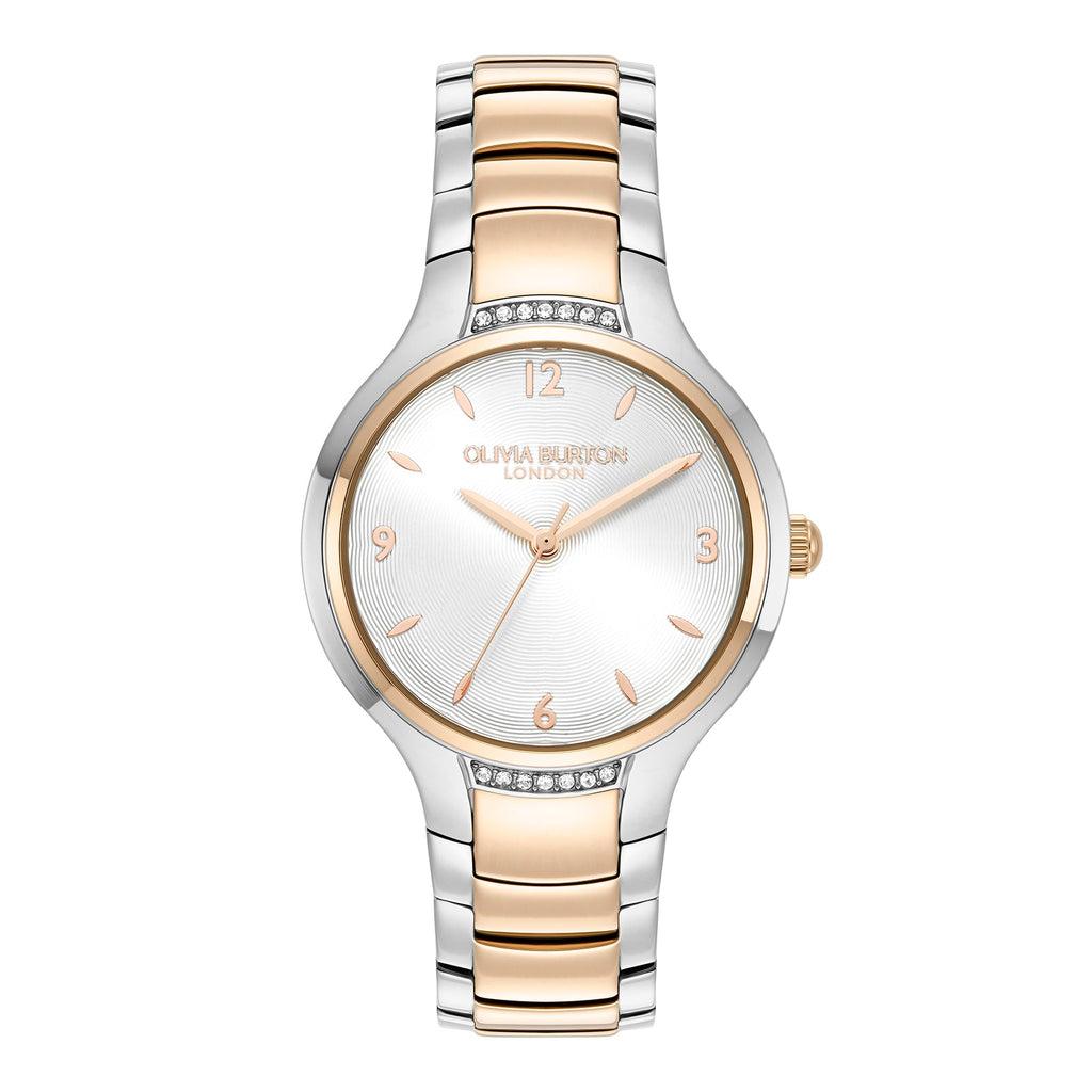 Olivia Burton Ladies Modern Classics Lea Silver Dial Bracelet Watch Stainless Steel & Rose Gold Plated by Olivia Burton