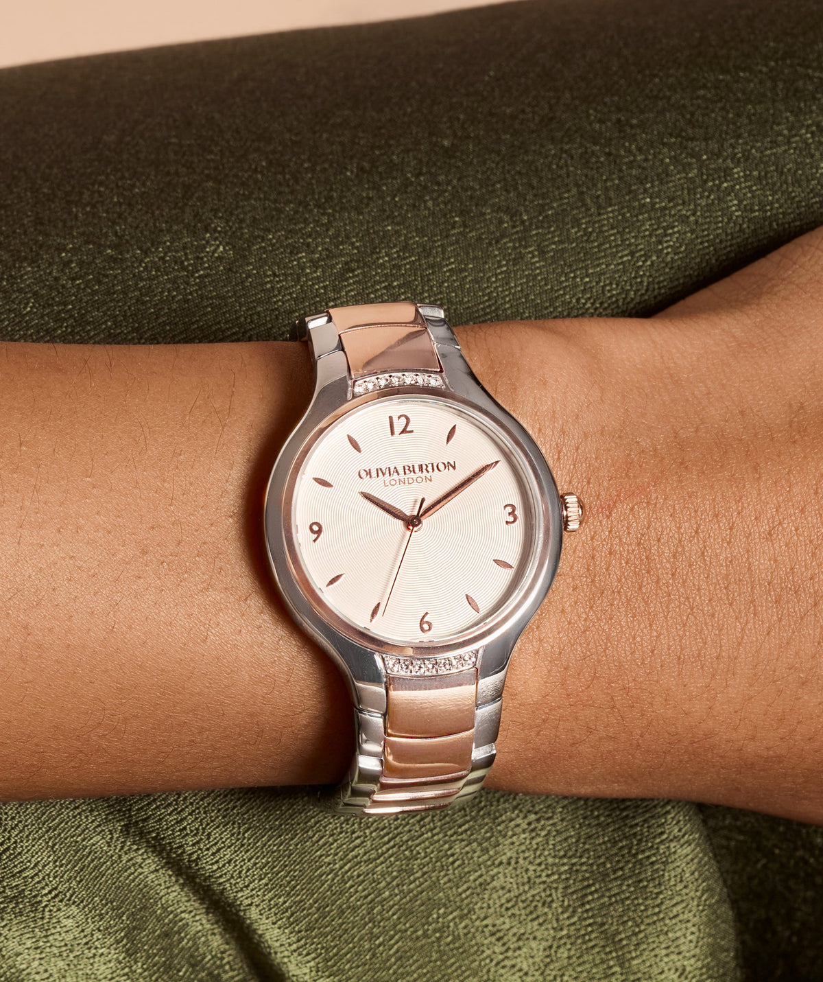 Olivia Burton Ladies Modern Classics Lea Silver Dial Bracelet Watch Stainless Steel & Rose Gold Plated by Olivia Burton
