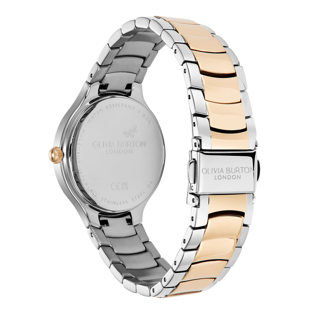 Olivia Burton Ladies Modern Classics Lea Silver Dial Bracelet Watch Stainless Steel & Rose Gold Plated by Olivia Burton
