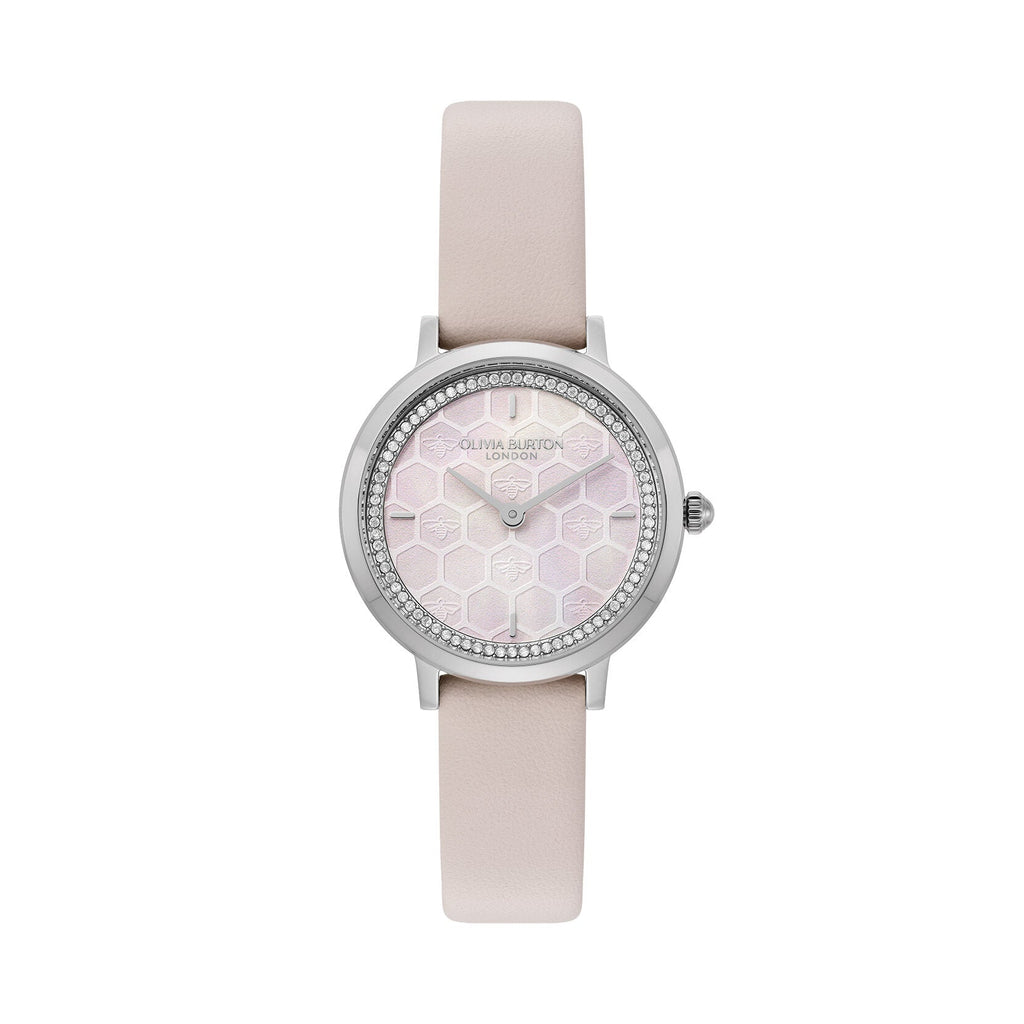 Ladies Olivia Burton Honeycomb Ultra Slim Pink Dial Strap Watch Stainless Steel by Olivia Burton