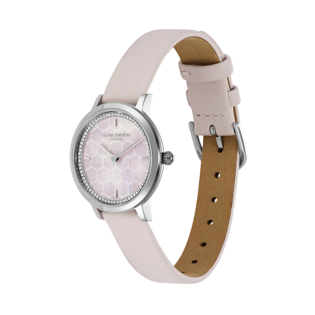 Ladies Olivia Burton Honeycomb Ultra Slim Pink Dial Strap Watch Stainless Steel by Olivia Burton