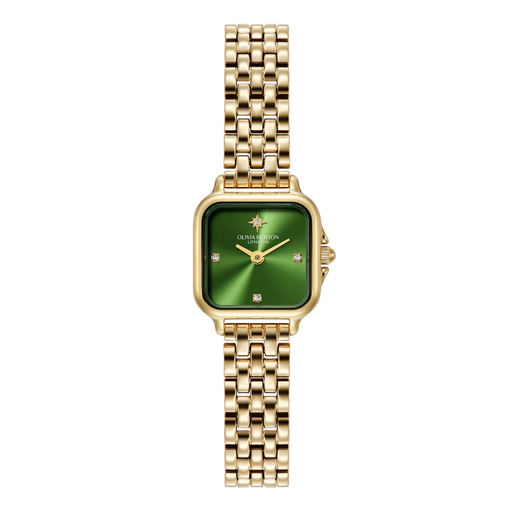 Olivia Burton Mini Grosvenor Square Green Dial Bracelet Watch 24000364