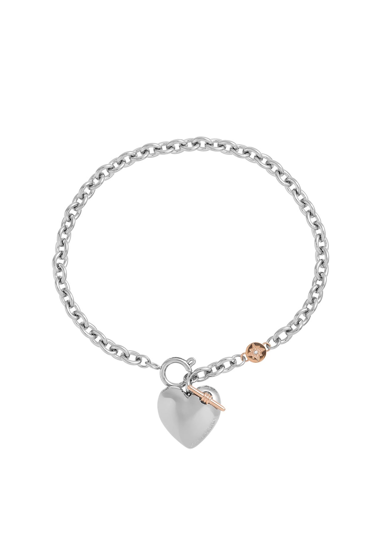 The Olivia Burton Knot Heart Bracelet, a silver stainless steel bracelet from Olivia Burton, at OD’s Jewellers in St Helens.
