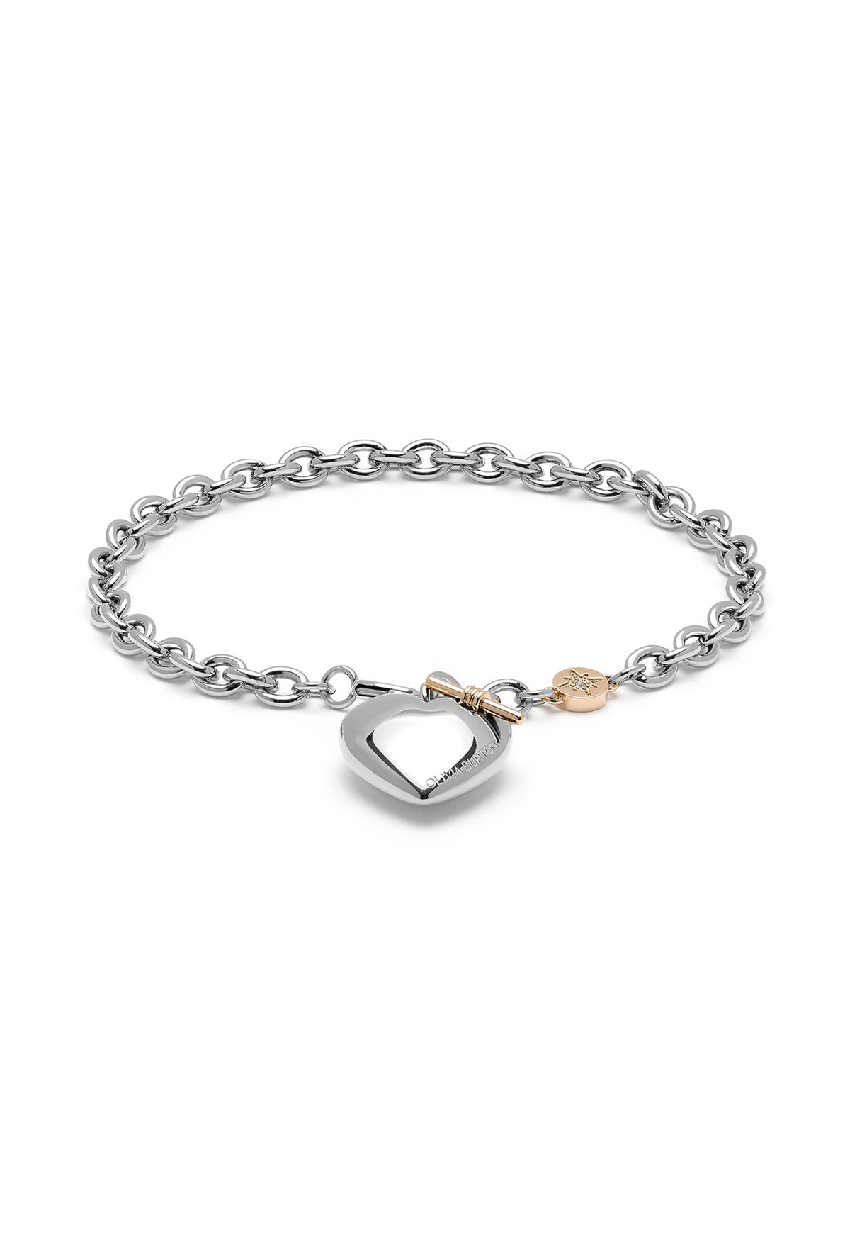 The Olivia Burton Knot Heart bracelet, silver stainless steel from Olivia Burton, available at OD’s Jewellers in St Helens.