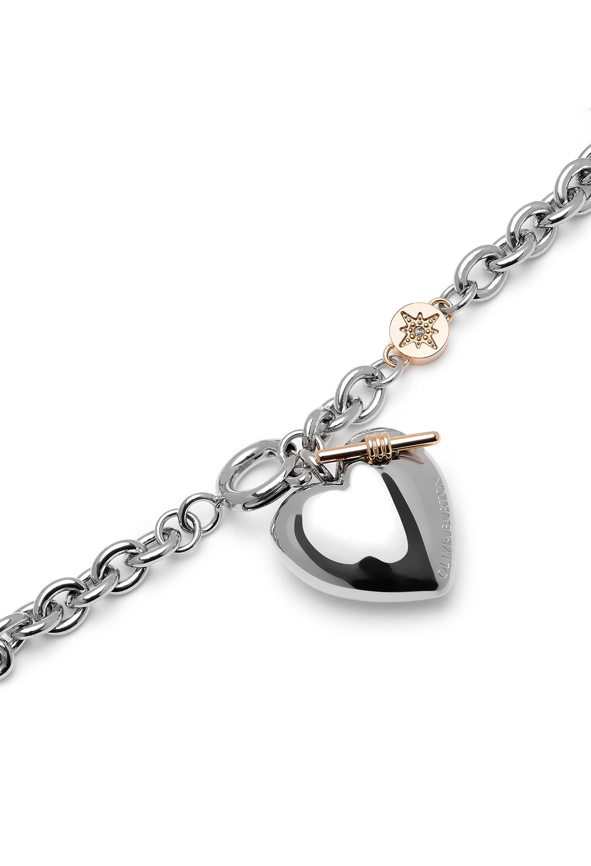 The Olivia Burton Knot Heart Bracelet, a silver stainless steel bracelet from Olivia Burton, available at OD’s Jewellers in St Helens