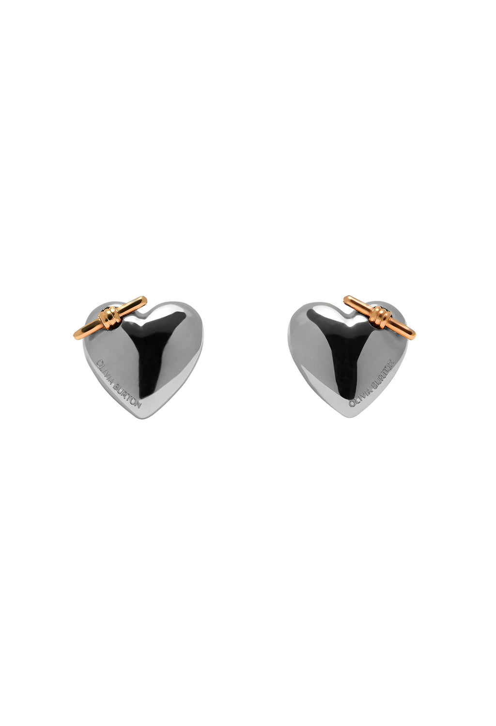 Stainless steel heart earrings by Olivia Burton. Features a delicate knotted design. Perfect jewelry gift. OLIVIA BURTON
