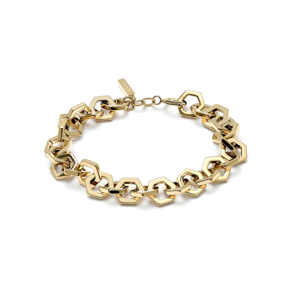 Olivia Burton Honeycomb Link Bracelet Stainless Steel Gold Plated by Olivia Burton