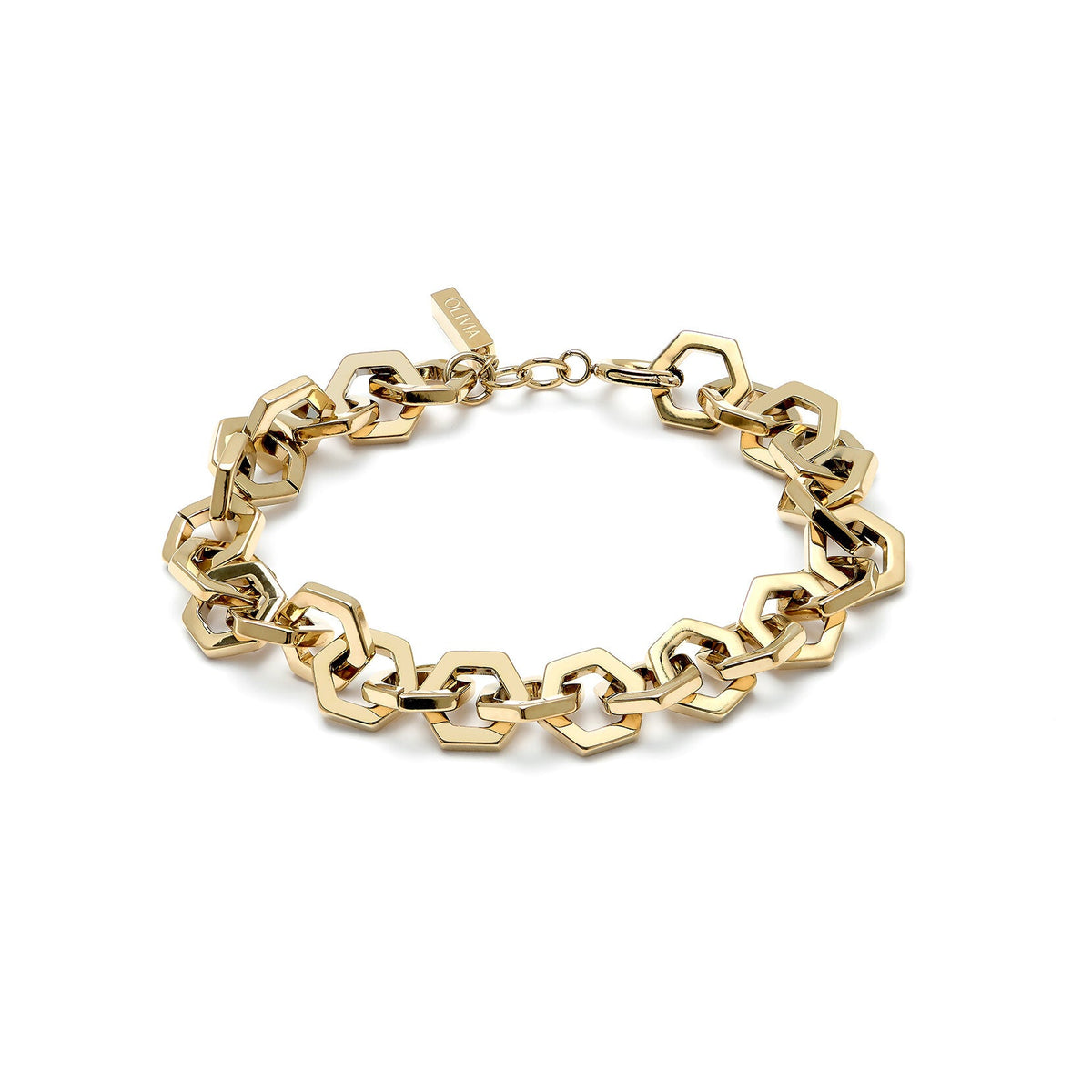 Olivia Burton Honeycomb Link Bracelet Stainless Steel Gold Plated by Olivia Burton