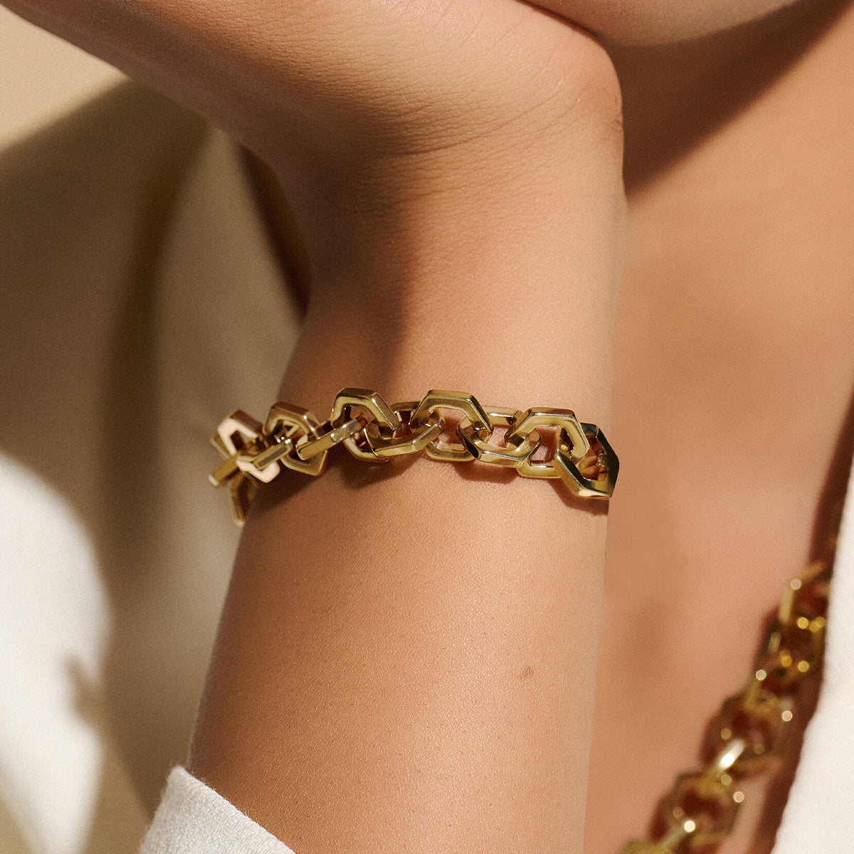 Olivia Burton Honeycomb Link Bracelet Stainless Steel Gold Plated by Olivia Burton