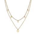 Gold chain heart necklace.