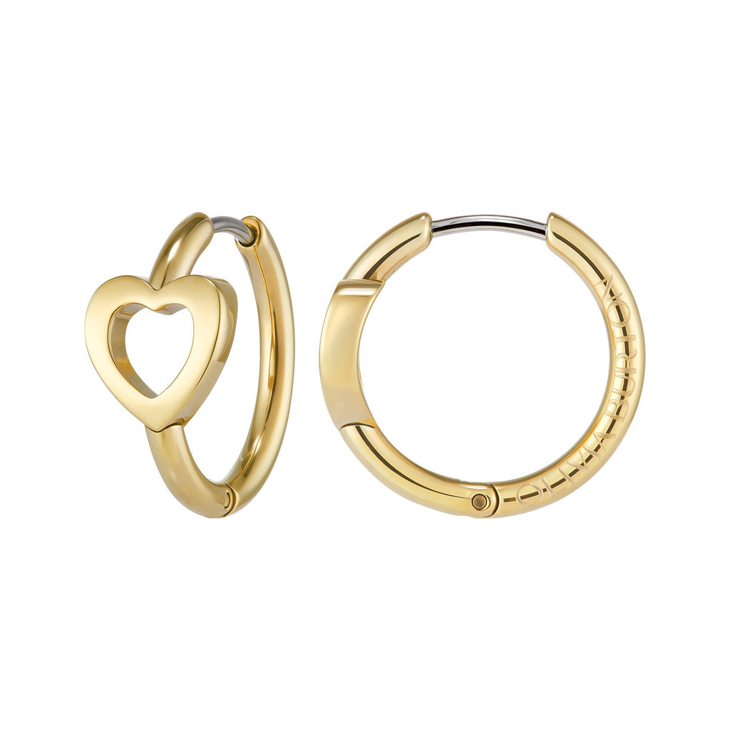 Olivia Burton Gold Plated Kindred Interlink Heart Hoop Earrings 24100556 — view 2
