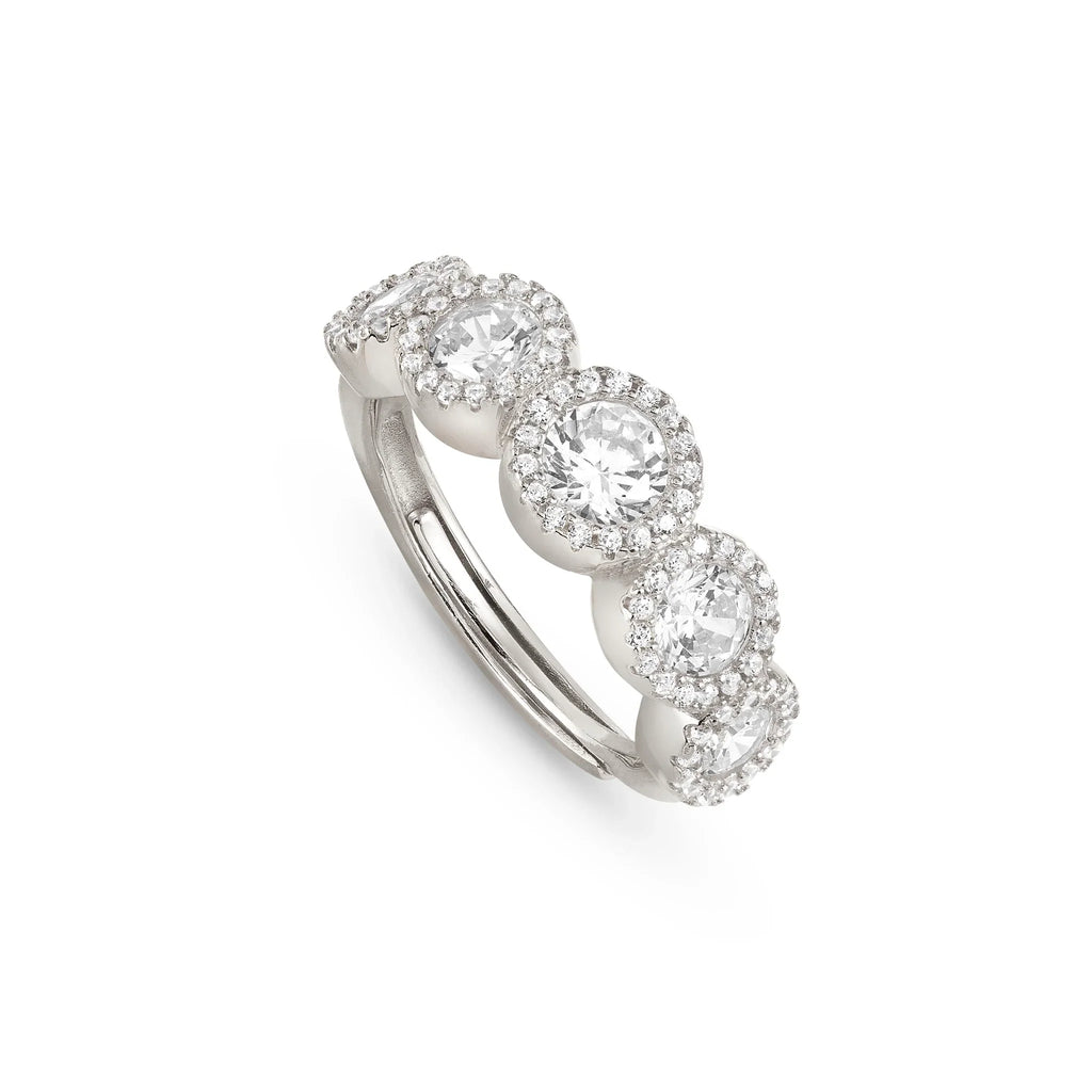 Nomination Seidivina Cubic Zirconia 5 Halo Adjustable Ring Silver by Nomination Italy