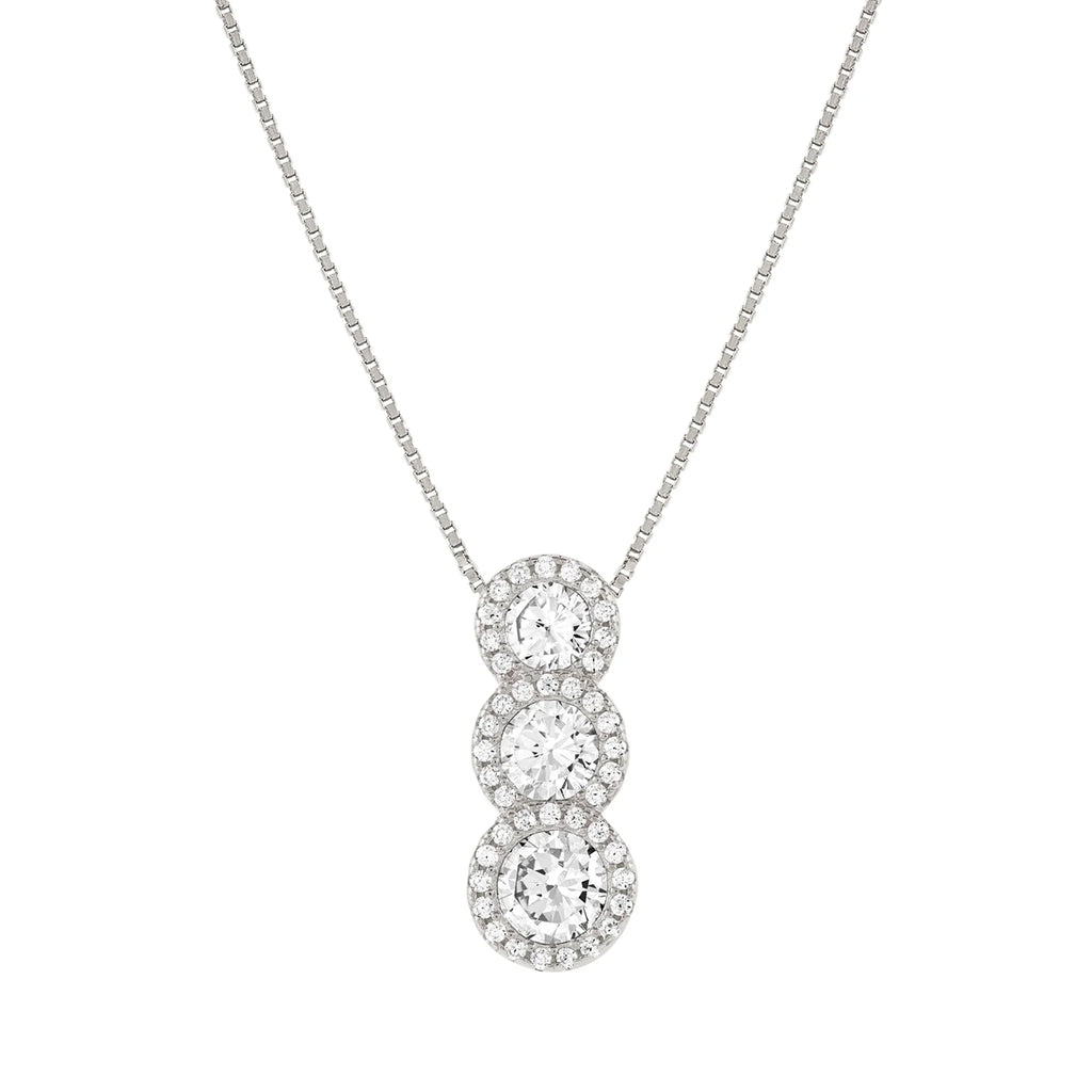 Nomination Seidivina Cubic Zirconia Triple Halo Drop Necklace Silver by Nomination Italy