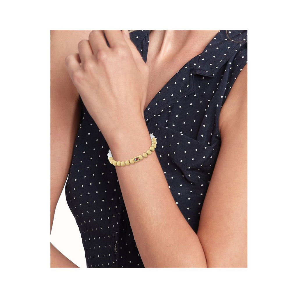 Tommy Hilfiger Ladies Semi-Precious Beads, Pearl and Gold Tone Bead Bracelet by Tommy Hilfiger
