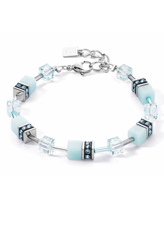 Coeur De Lion Stainless Steel GeoCube® Light Aqua Bracelet 4020/30-2020