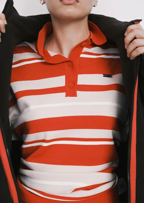 Women's P.E Nation Strata Rugby Knit In Strawberry Stripe — view 7