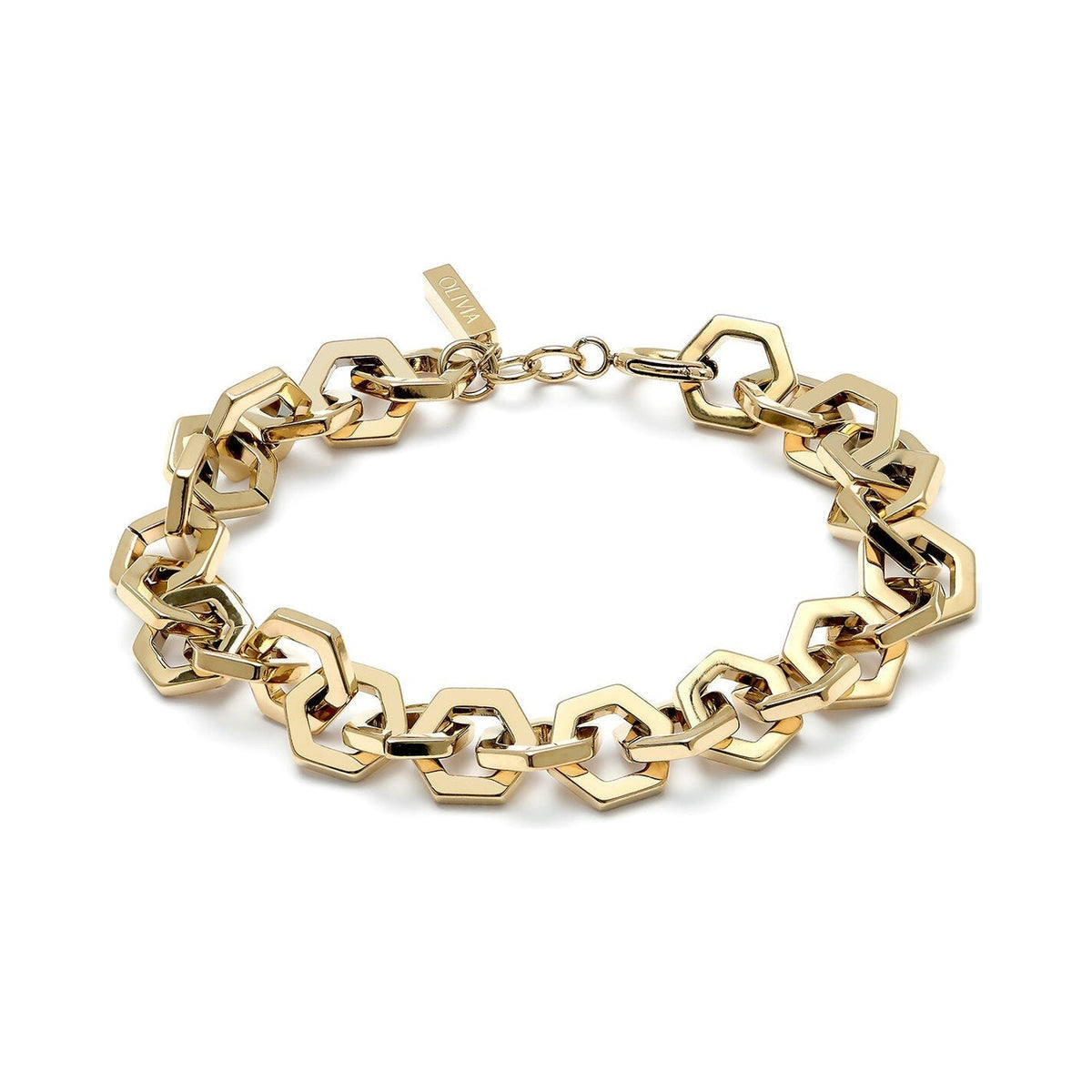 Olivia Burton Honeycomb Link Bracelet Stainless Steel Gold Plated by Olivia Burton