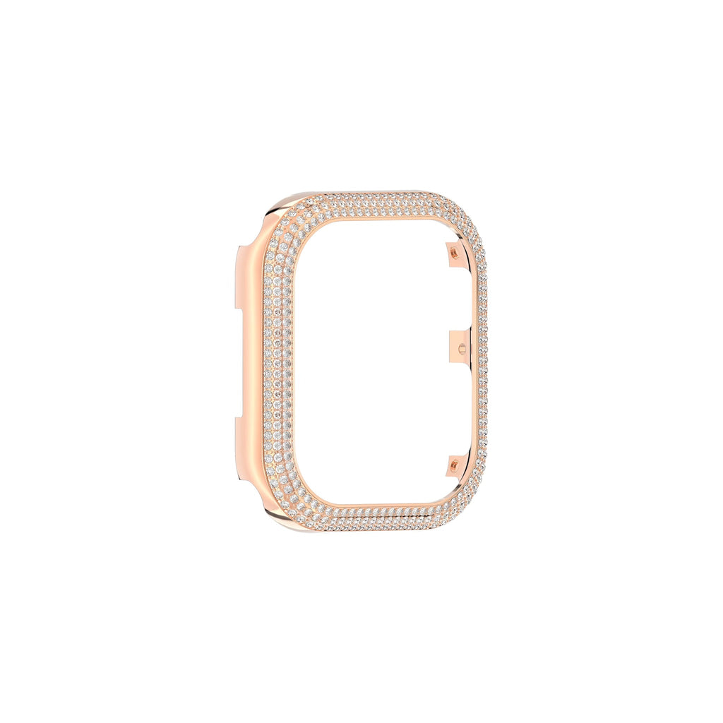 The Swarovski Sparkling 41mm Rose Gold Plated Apple Watch Case, a rose gold plated metal watch case from Swarovski, at OD’s Jewellers St Helens.