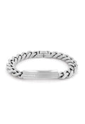 Tommy Hilfiger men's bracelet featuring gold logo ID plate and chain link design.