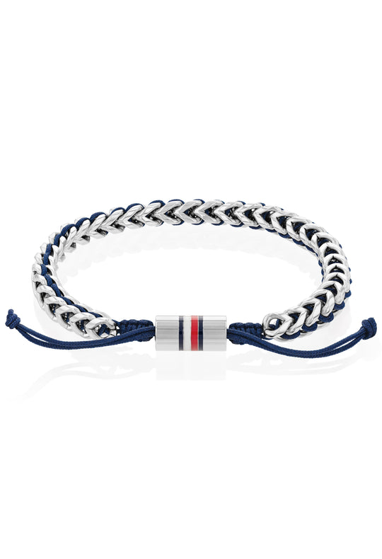 Tommy Hilfiger Braided Stainless Steel & Blue Nylon Bracelet 2790511