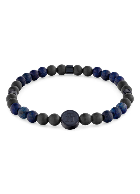 Tommy Hilfiger Mens TH85 Carbon and Blue Bead Bracelet 2790626 *