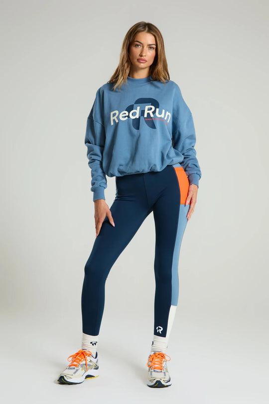 Women's Red Run Activewear Logo Crew Neck Sweater & Sculptured Legging Set