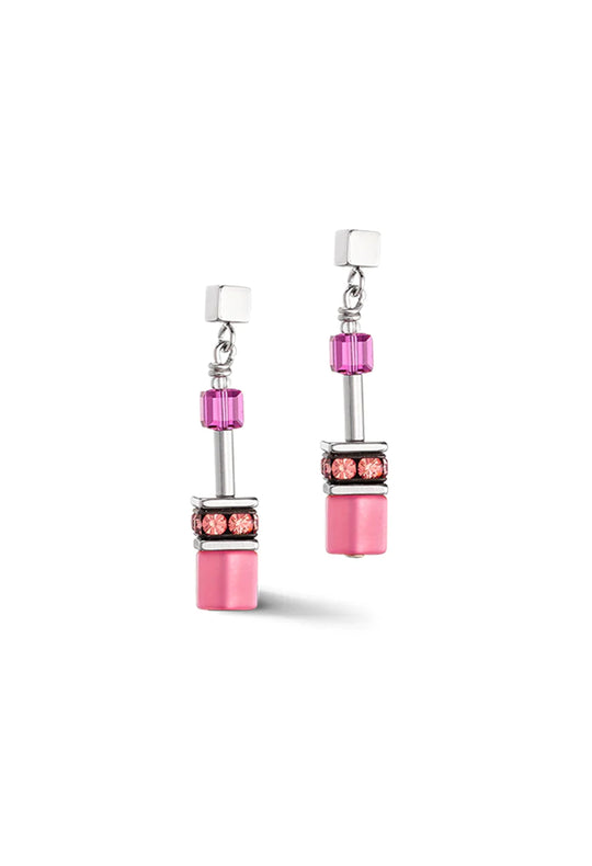 Coeur De Lion Steel GeoCUBE®  Viva Magenta Earrings 2838/21-0422