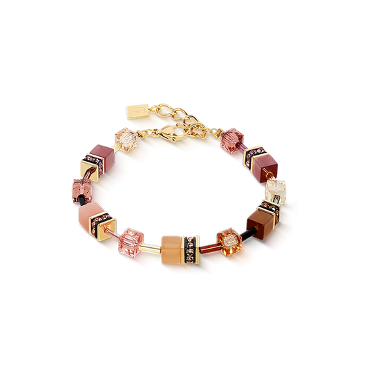 Coeur De Lion Gold Plated GeoCUBE® Brown-Apricot Bracelet 2838/30-1132