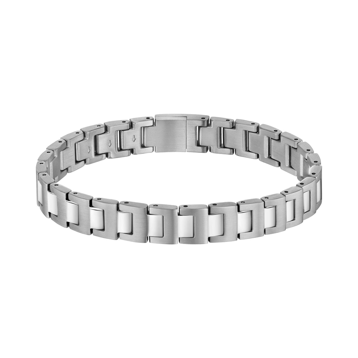 Silver and white link bracelet.