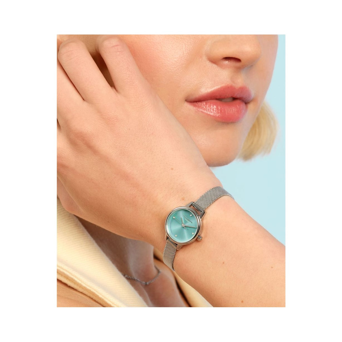 Olivia Burton Ladies Mini Classic Turquoise Dial Mesh Bracelet Watch Stainless Steel by Olivia Burton