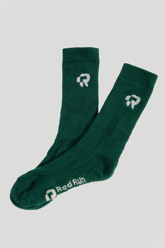 Women's Red Run Activewear Organic Cotton Elements Green Socks