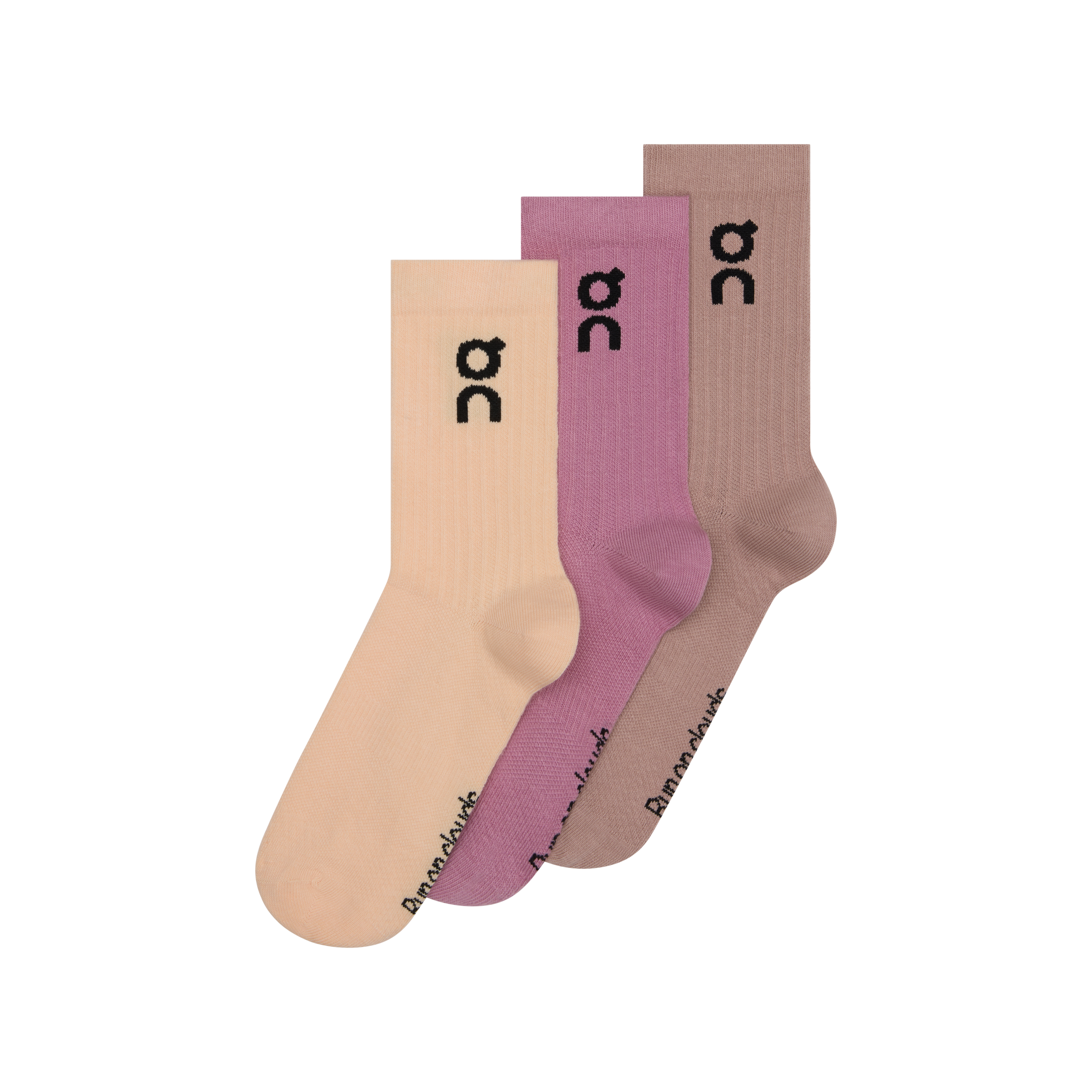 Unisex On Running Logo Sock High 3P 1 Sherbet/Rhodonite