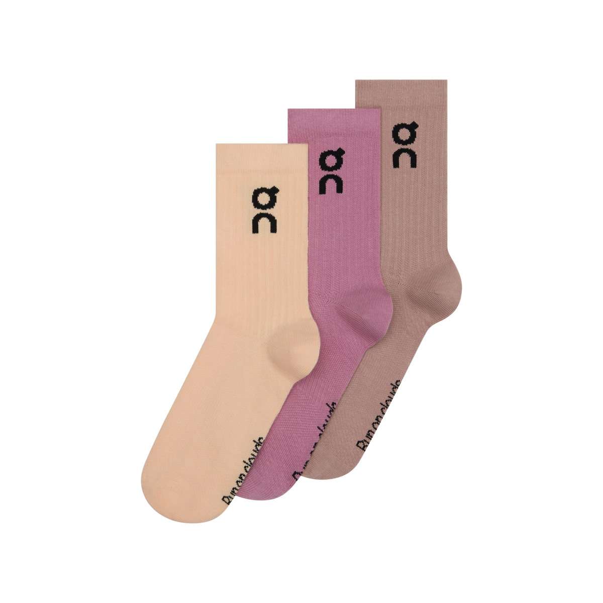 Unisex On Running Logo Sock High 3P 1 Sherbet/Rhodonite