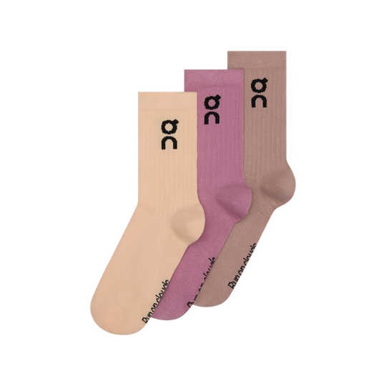 Unisex On Running Logo Sock High 3P 1 Sherbet/Rhodonite