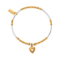 ChloBo bracelet featuring gold star heart charm, two-tone silver & gold plated beads; elegant jewelry detail.