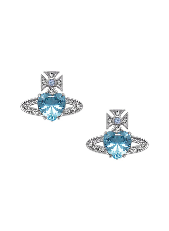Vivienne Westwood Ariella Aqua Blue Heart Crystal Earrings