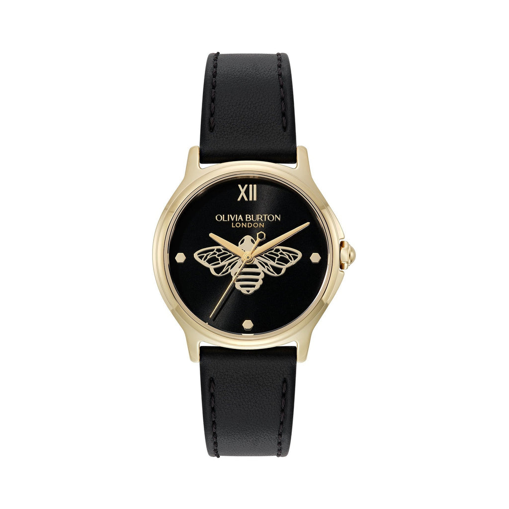 Olivia Burton Classic Bee Black Strap Watch