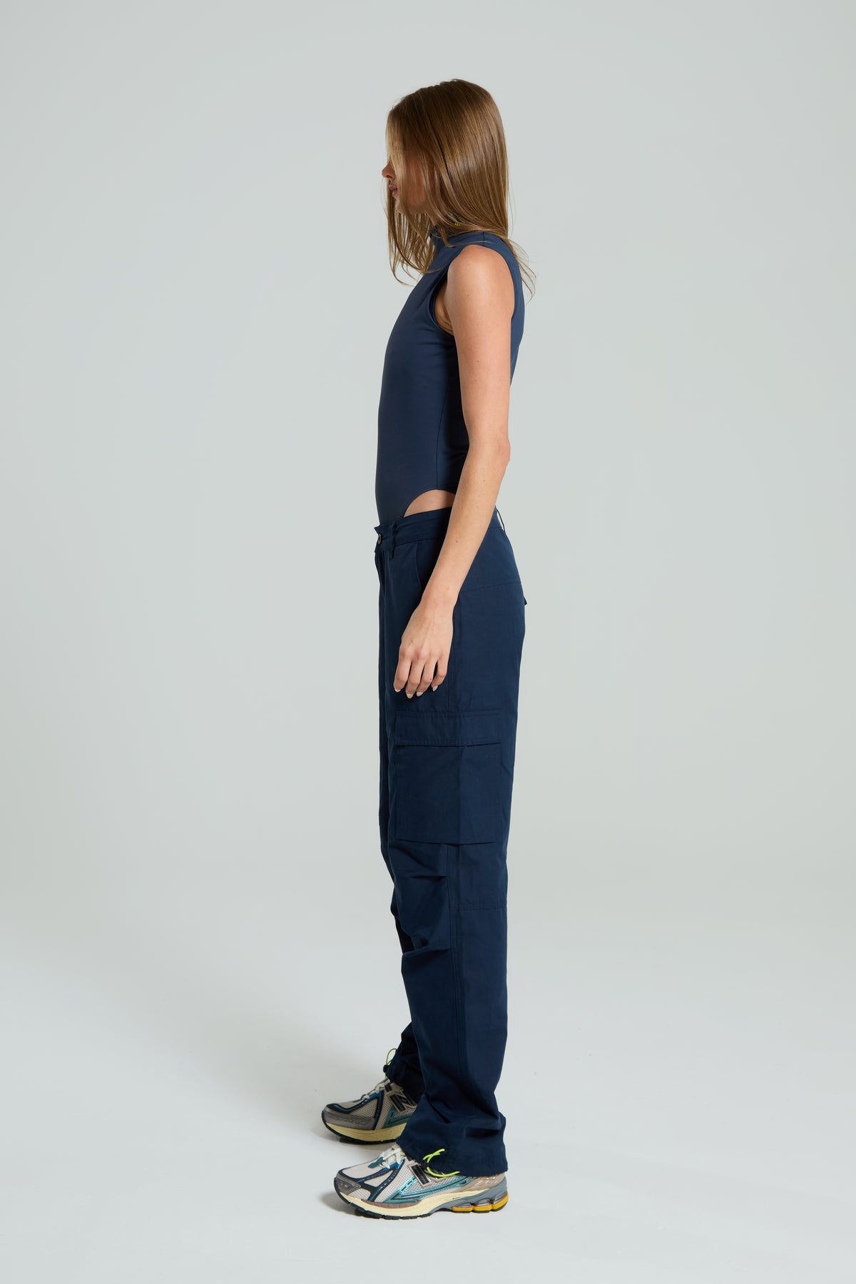 Women's Red Run Activewear Bodysuit in Navy — view 4