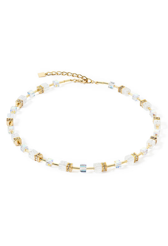 Coeur De Lion Gold Plated GeoCUBE® Rock Crystal  Necklace 3018/10-1416