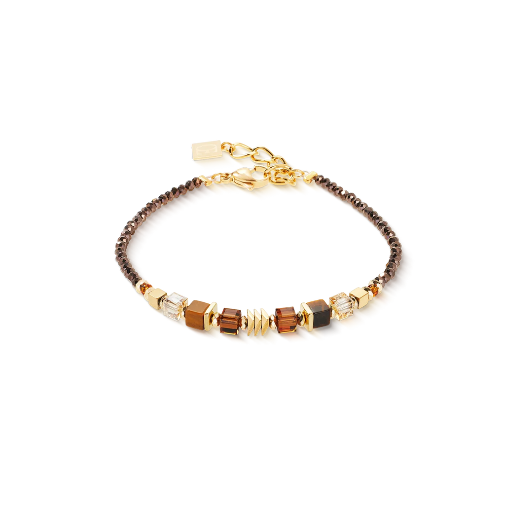 Brown and gold beaded bracelet.
