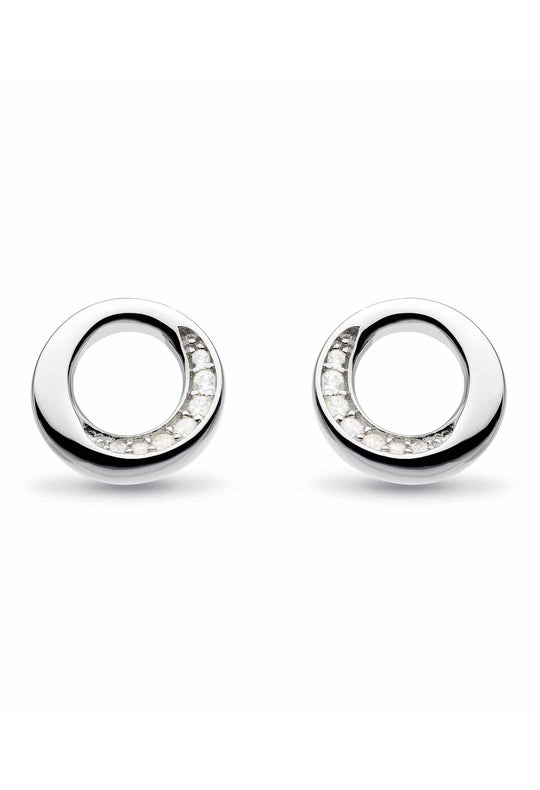 Kit Heath Bevel Cirque Pave CZ Stud Earrings in Silver